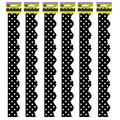 Teacher Created Resources Black Mini Polka Dots Border Trim, 35 Feet Per Pack, PK6 4671